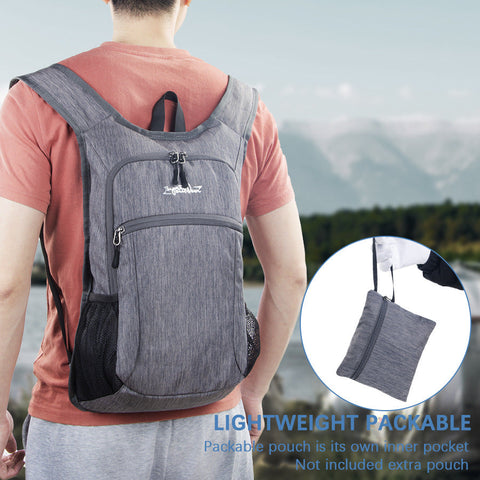 Grey Ultra Lightweight Packable Backpack Foldable Daypack For Hiking & Travel Backpacks