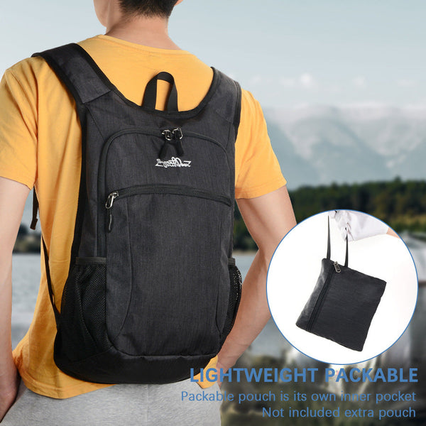 Black Ultra Lightweight Packable Backpack Foldable Daypack For Hiking & Travel Waist Packs & Bags