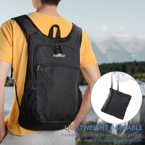 Black Ultra Lightweight Packable Backpack Foldable Daypack For Hiking & Travel Waist Packs & Bags