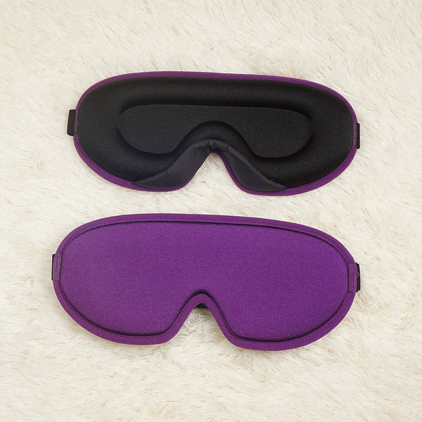 Purple Set Of 2 3D Contoured Sleep Total Blackout Memory Foam Blindfold With Lycra Eye Masks