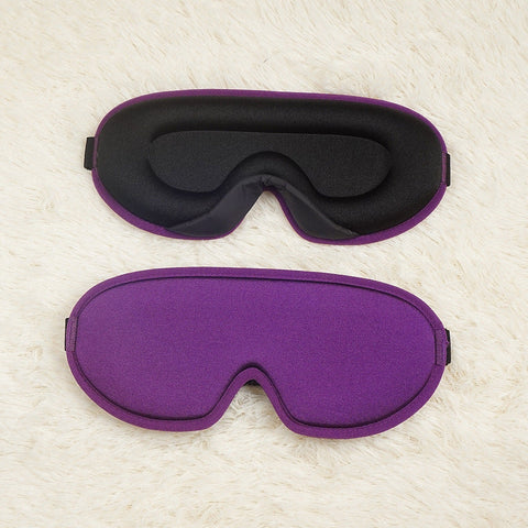 Purple Set Of 2 3D Contoured Sleep Total Blackout Memory Foam Blindfold With Lycra Eye Masks