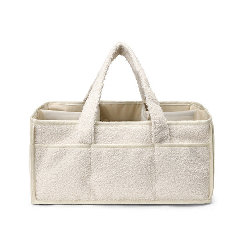 White Large Plush Nappy Caddy Organizer Portable Diaper Storage Bin & Nursery Tote Bag Nappy Bags