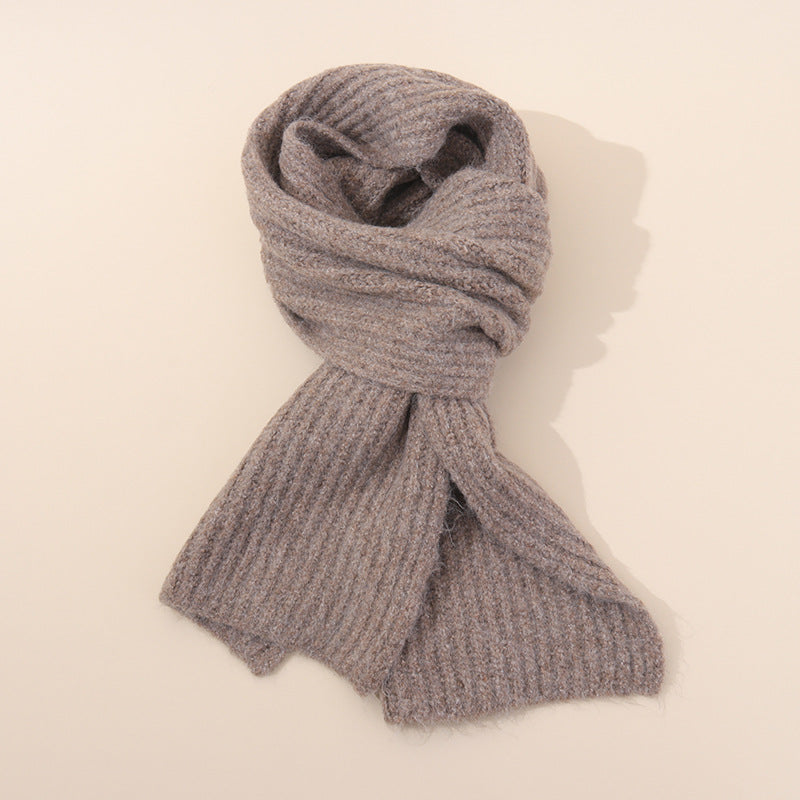 160X25cm Hemp Grey Soft Ribbed Knit Winter Scarf Cozy Warm Wool Blend Neck Wrap Scarves & Wraps