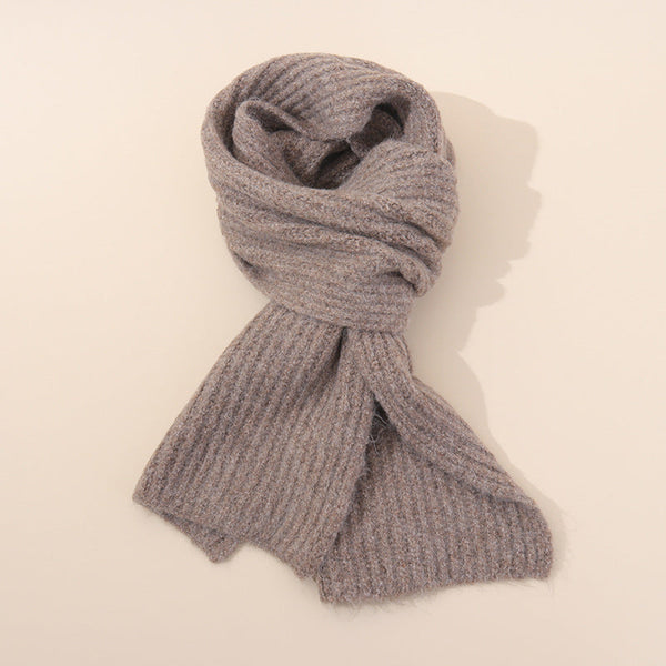 160X25cm Hemp Grey Soft Ribbed Knit Winter Scarf Cozy Warm Wool Blend Neck Wrap Scarves & Wraps