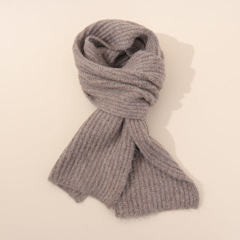 160X25cm Hemp Grey Soft Ribbed Knit Winter Scarf Cozy Warm Wool Blend Neck Wrap Scarves & Wraps