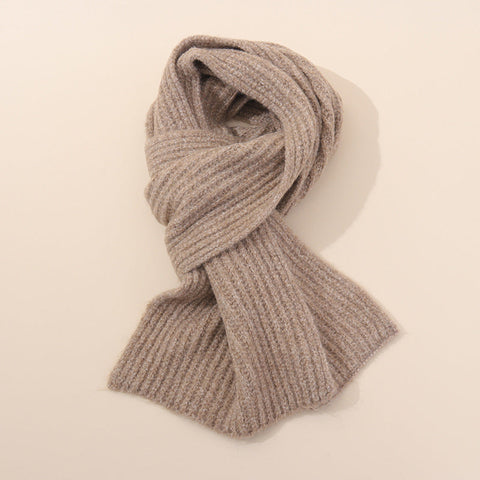 160X25cm Khaki Soft Ribbed Knit Winter Scarf Cozy Warm Wool Blend Neck Wrap Scarves & Wraps