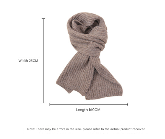 160X25cm Khaki Soft Ribbed Knit Winter Scarf Cozy Warm Wool Blend Neck Wrap Scarves & Wraps