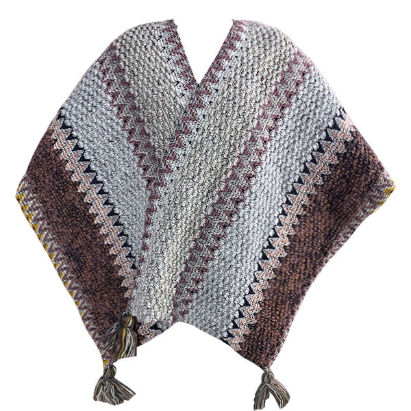 Grey Cozy Knitted Poncho Cape Thick Mohair Blend Winter Shawl Wrap (106X135cm) Scarves & Wraps