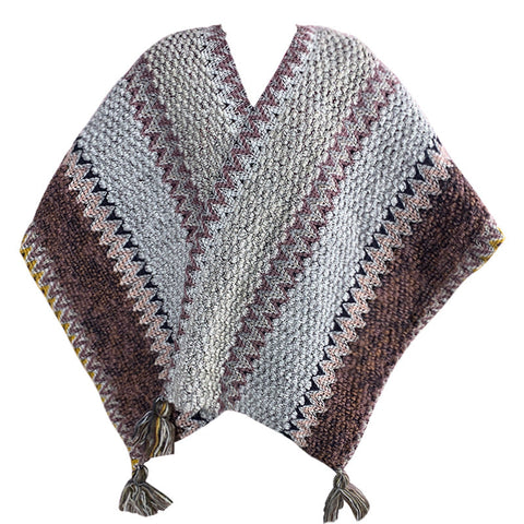 Grey Cozy Knitted Poncho Cape Thick Mohair Blend Winter Shawl Wrap (106X135cm) Scarves & Wraps
