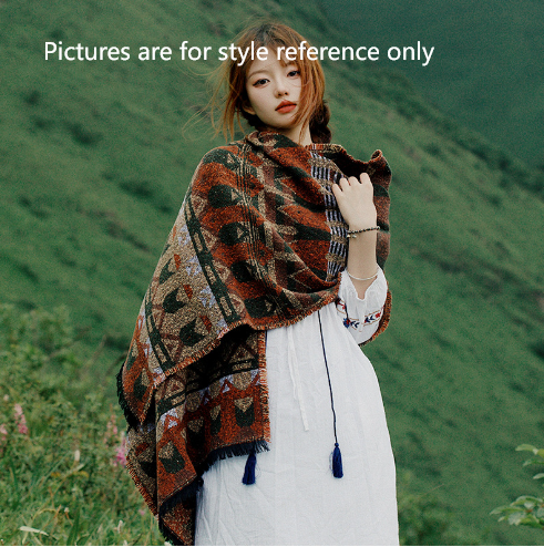 Brick Red Extra Large Ethnic Print Faux Lambswool Shawl Cozy Winter Wrap Scarf (70X211cm) Scarves & Wraps