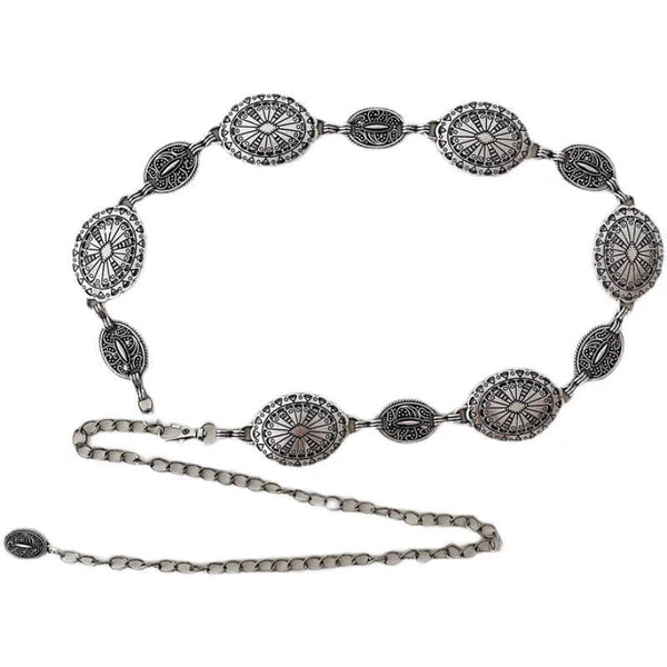 Large & Small Piece Waist Chain Silver Set Of 4 Bohemian Ethnic Style Metal Chains Versatile Fashion Belts For Dresses Shirts Body Chains