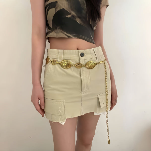 Large & Small Piece Waist Chain Silver Set Of 4 Bohemian Ethnic Style Metal Chains Versatile Fashion Belts For Dresses Shirts Body Chains