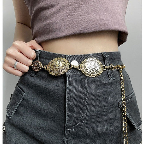 Large & Small Piece Waist Chain Silver Set Of 4 Bohemian Ethnic Style Metal Chains Versatile Fashion Belts For Dresses Shirts Body Chains