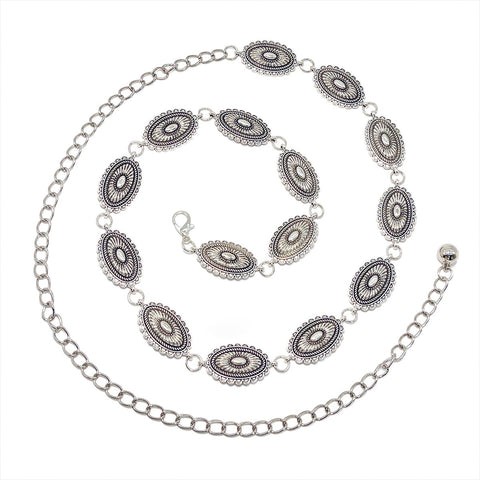 Little Daisy Waist Chain Silver 12 Pieces Set Of 4 Bohemian Ethnic Style Metal Chains Versatile Fashion Belts For Dresses & Shirts Body Chains