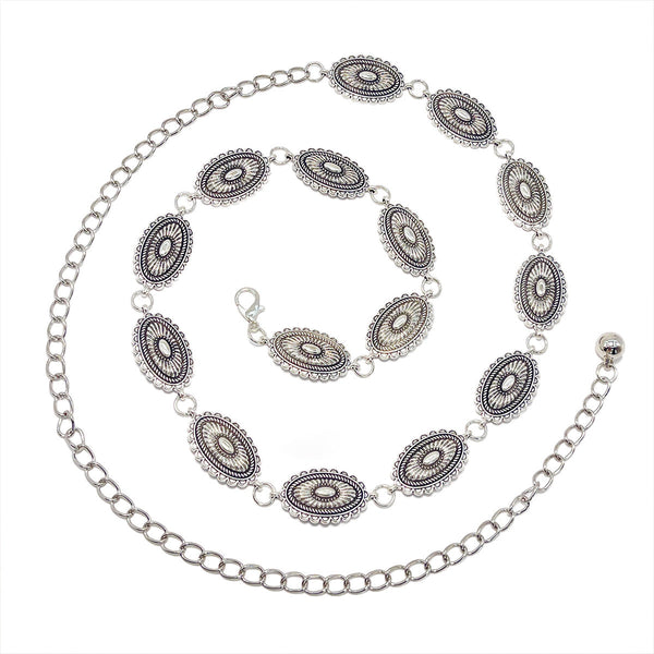 Little Daisy Waist Chain Silver 15 Pieces Set Of 4 Bohemian Ethnic Style Metal Chains Versatile Fashion Belts For Dresses & Shirts Body Chains