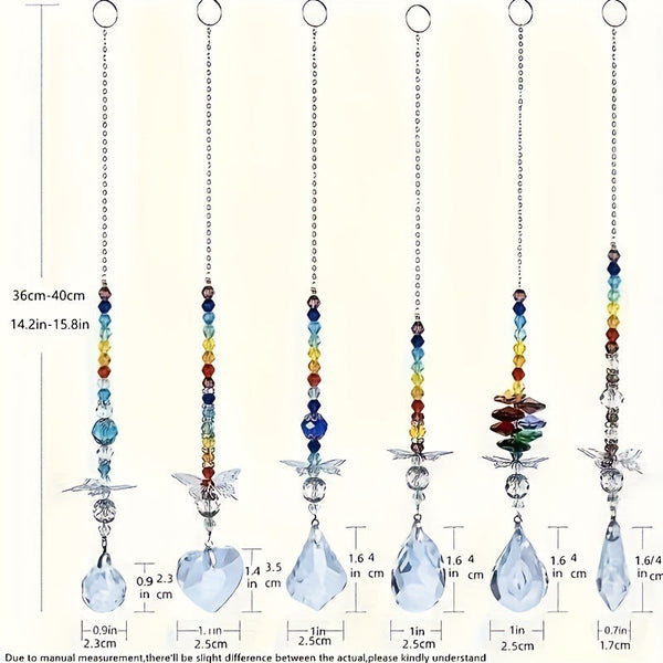 Set Of 6 Crystal Suncatcher Hanging Ornaments Butterfly Star Moon Prism Window Decor Night Lights