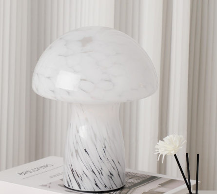 Speckled White Retro Swirl Glass Mushroom Table Lamp Led Bedside Night Light Night Lights