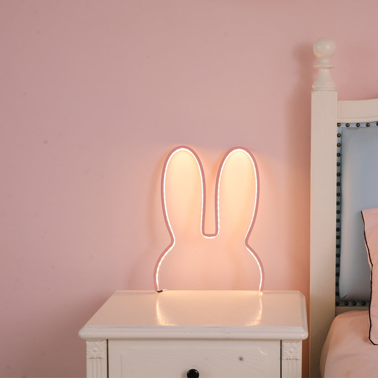 Pink 29X30cm Adorable Bunny Led Wall Night Light Usb Powered Warm White Lamp For Kids Room Decor Night Lights