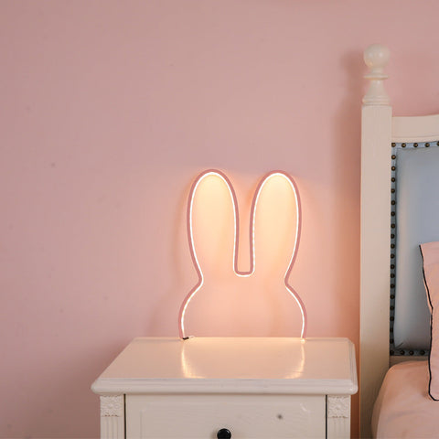 Pink 29X30cm Adorable Bunny Led Wall Night Light Usb Powered Warm White Lamp For Kids Room Decor Night Lights