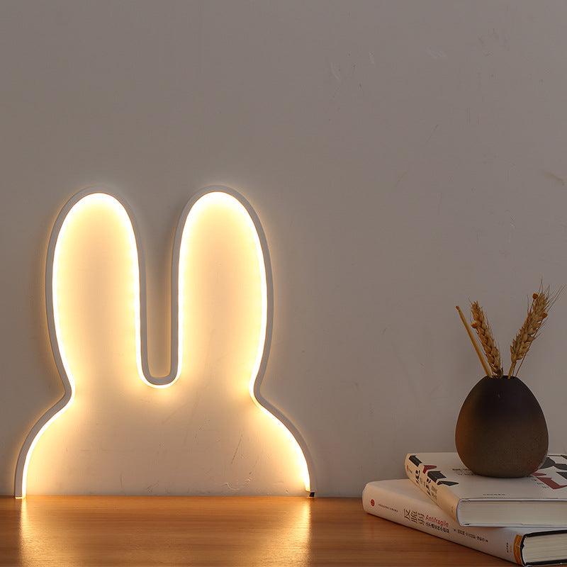 White 29X30cm Adorable Bunny Led Wall Night Light Usb Powered Warm Lamp Kids Room Decor Night Lights