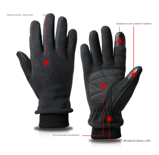 M Red Warm Windproof Touchscreen Anti Slip Grip For Winter Cycling & Outdoor Sports Gloves