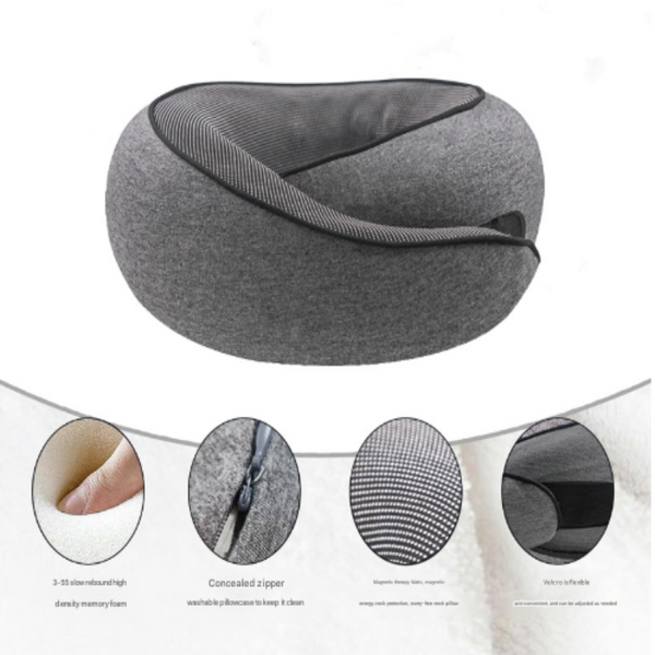 Light Grey Ergonomic Memory Foam Travel Neck Pillow U Shaped Support For Naps & Journeys Pillows