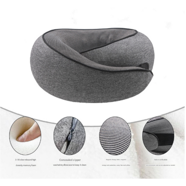 Dark Grey Ergonomic Memory Foam Travel Neck Pillow U Shaped Support For Naps & Journeys Pillows