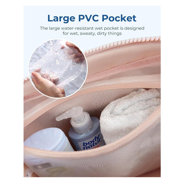 Pink Large Capacity Quilted Travel Tote Bag Waterproof Gym Duffel With Wet Pocket (42 X 19 30Cm) Duffle Bags