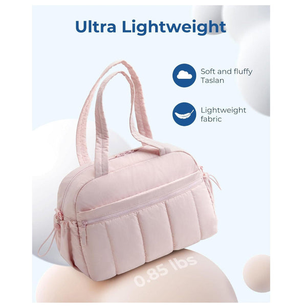 Pink Large Capacity Quilted Travel Tote Bag Waterproof Gym Duffel With Wet Pocket (42 X 19 30Cm) Duffle Bags