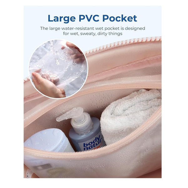 White Large Capacity Quilted Travel Tote Bag Waterproof Gym Duffel With Wet Pocket (42X19x30cm) Duffle Bags