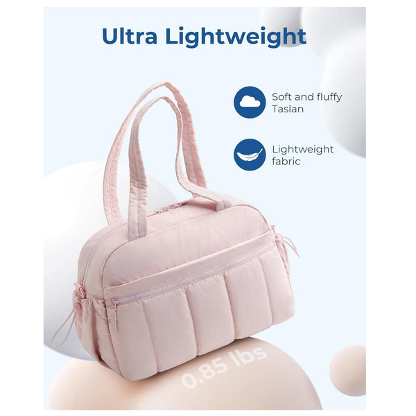 White Large Capacity Quilted Travel Tote Bag Waterproof Gym Duffel With Wet Pocket (42X19x30cm) Duffle Bags