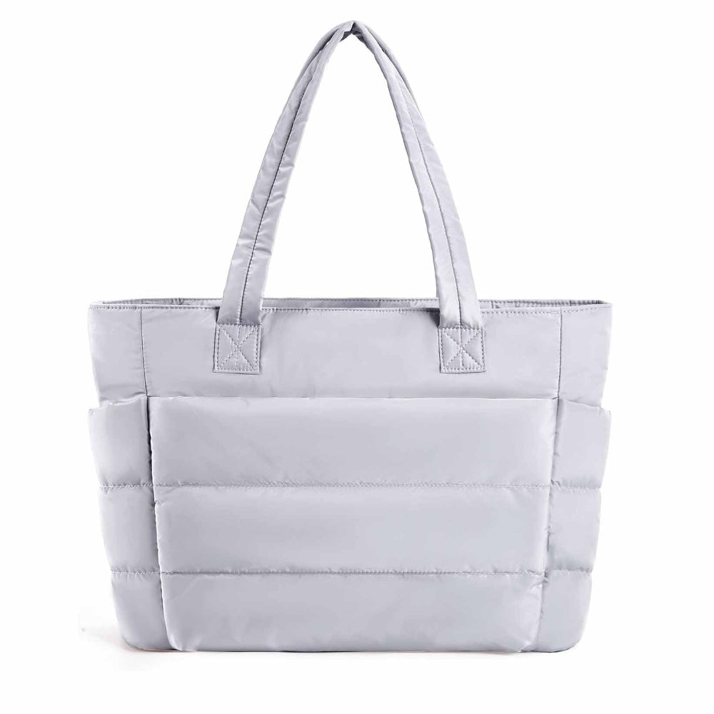 Light Grey Large Capacity Nylon Tote Bag For Women Fashionable Travel Shoulder & Crossbody Handbag Duffle Bags