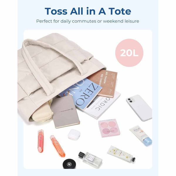 Light Grey Large Capacity Nylon Tote Bag For Women Fashionable Travel Shoulder & Crossbody Handbag Duffle Bags