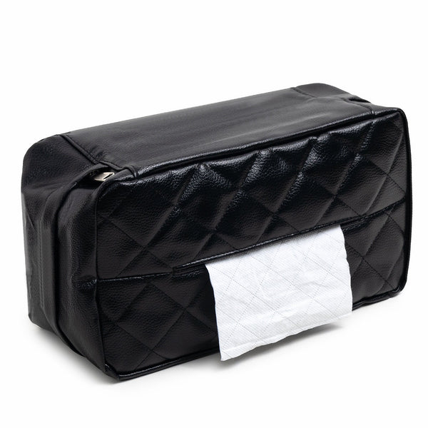 Black Universal Leather Car Tissue Box Holder Visor Armrest & Seat Back Mount Other Interior