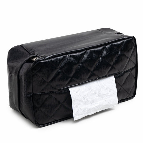 Black Universal Leather Car Tissue Box Holder Visor Armrest & Seat Back Mount Other Interior