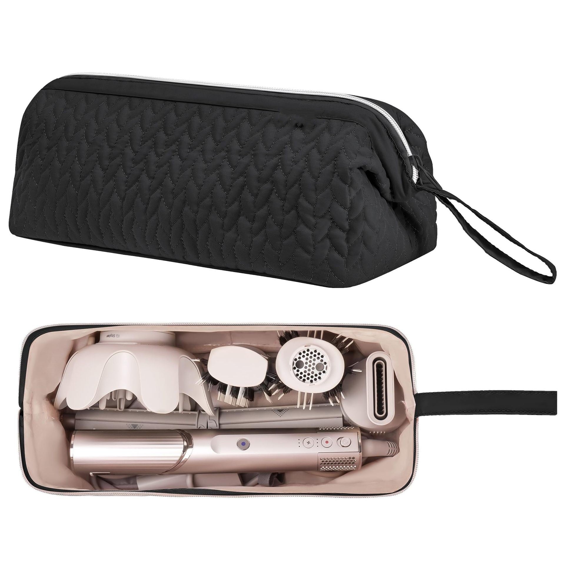 Black Hair Styler Travel Case Protective Storage Organizer Bag For Dryer Curling Iron & Accessories Packing Organisers