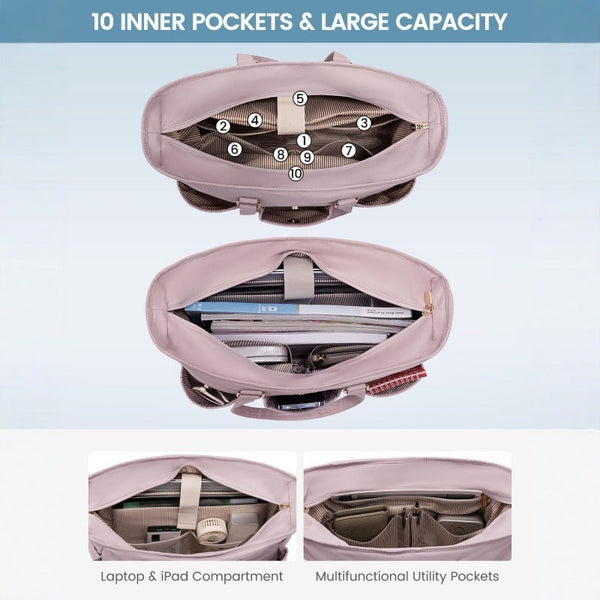 Black Women's Laptop Tote Bag Professional Business Briefcase & Shoulder Handbag (Fits Up 15.6 Inch Laptop) Laptop Cases & Bags