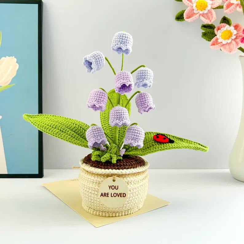 Purple Handmade Crochet Lily Of The Valley Potted Plant Gradient Blue Flower Decor Gift Other Home Décor
