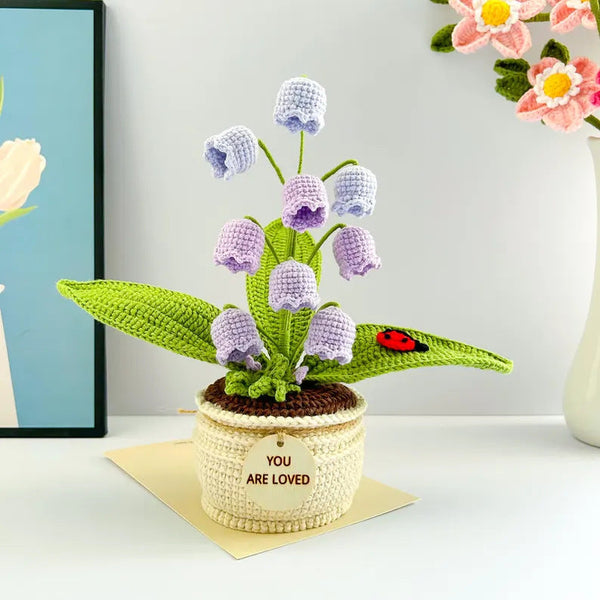 Purple Handmade Crochet Lily Of The Valley Potted Plant Gradient Blue Flower Decor Gift Other Home Décor