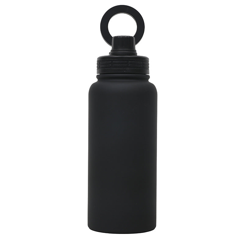 Black Premium 35Oz Stainless Steel Insulated Sports Bottle With Magnetic Phone Holder Lid Other Bottles & Hydration