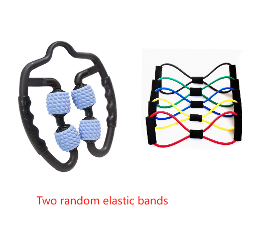 Blue Set Of 2 Foam Roller Ring Leg With Resistance Bands Muscle Relief Kit Massagers