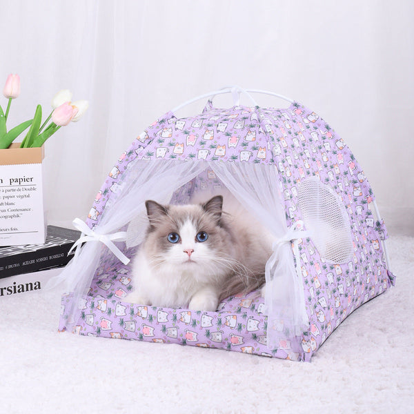 Small 35X35cm Catties Within The Pet Purple Cooling Summer Tent Portable Foldable Breathable Outdoor House Shelter Pet Beds