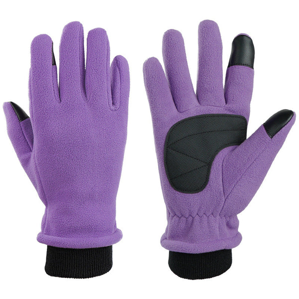 L Purple Warm Windproof Touchscreen Anti Slip Grip For Winter Cycling & Outdoor Sports Gloves