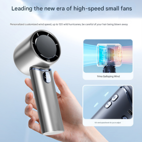 Grey Mini Bladeless Handheld Fan Usb Rechargeable Quiet Portable Desk Portable Fans