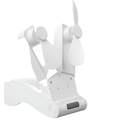 White Creative Dual Head Folding Handheld Fan Usb Rechargeable 3 Speed Strong Wind 10.5X4.5X4cm Hand Fans