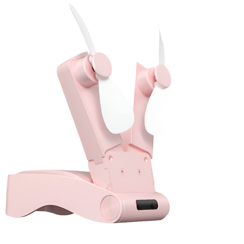 Pink Creative Dual Head Folding Handheld Fan Usb Rechargeable 3 Speed Strong Wind 10.5 X 4.5 4Cm Hand Fans