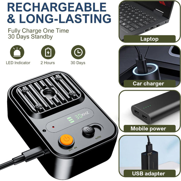 Black Usb Rechargeable Color Screen Ultrasonic Dog Repeller High Power Anti Bark Device 9.2X5.6X13cm 180G Other Training & Obedience