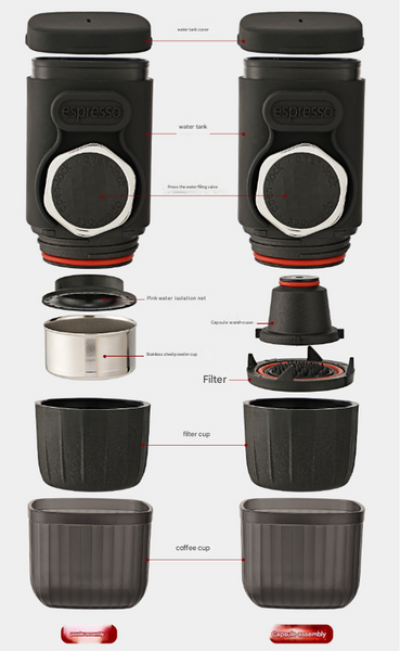 Hand Press Espresso Maker Compact Capsule Powder Coffee Machine 12.5X7.3X6cm Other Coffee Tea & Espresso Makers