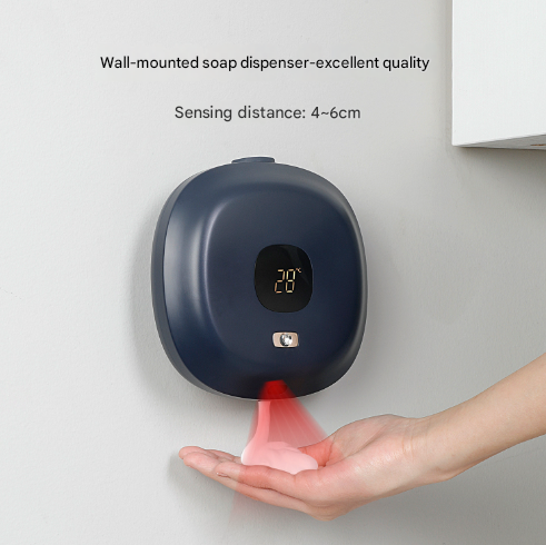 Dark Blue Wall Mounted No Drill Automatic Foam Soap Dispenser Infrared Sensor For Bathroom 145X145x48mm Soap Dishes & Dispensers