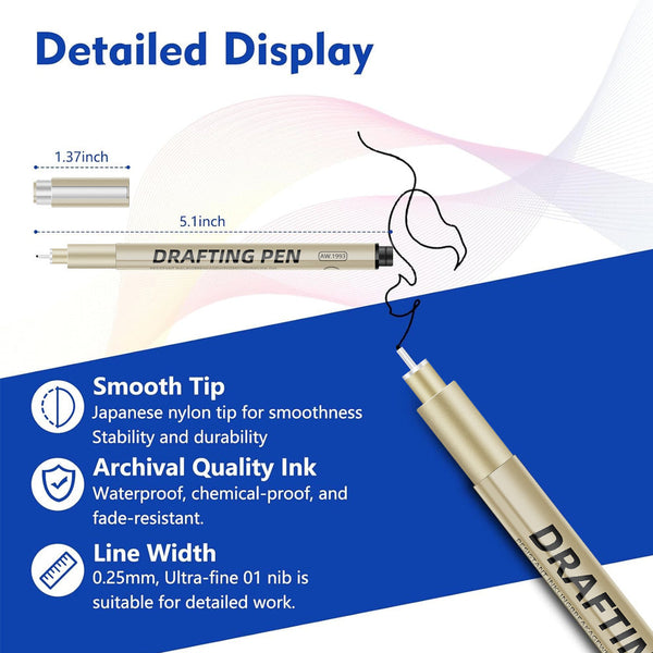 24 Piece 0.2Mm Precision Drawing Pen Set Waterproof Anime Assorted Tips Sketching Pens For Students Art Pens & Markers